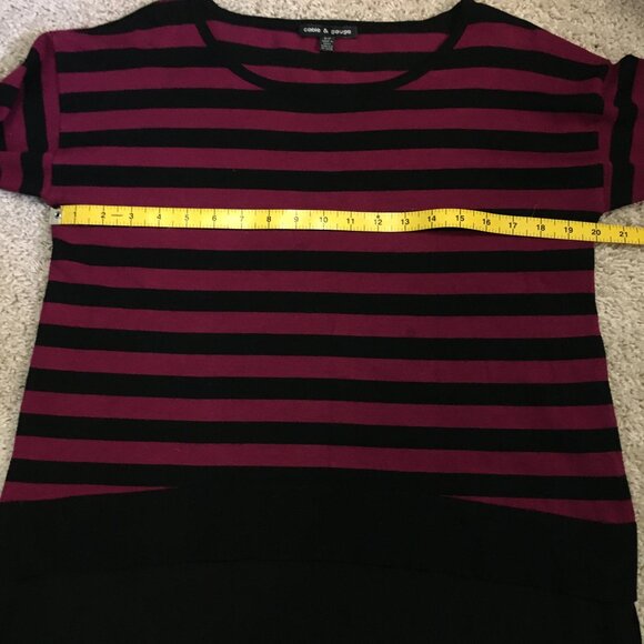 Cable & Gauge Bilayer Knit Malbec and Black Striped Top - Picture 13 of 16